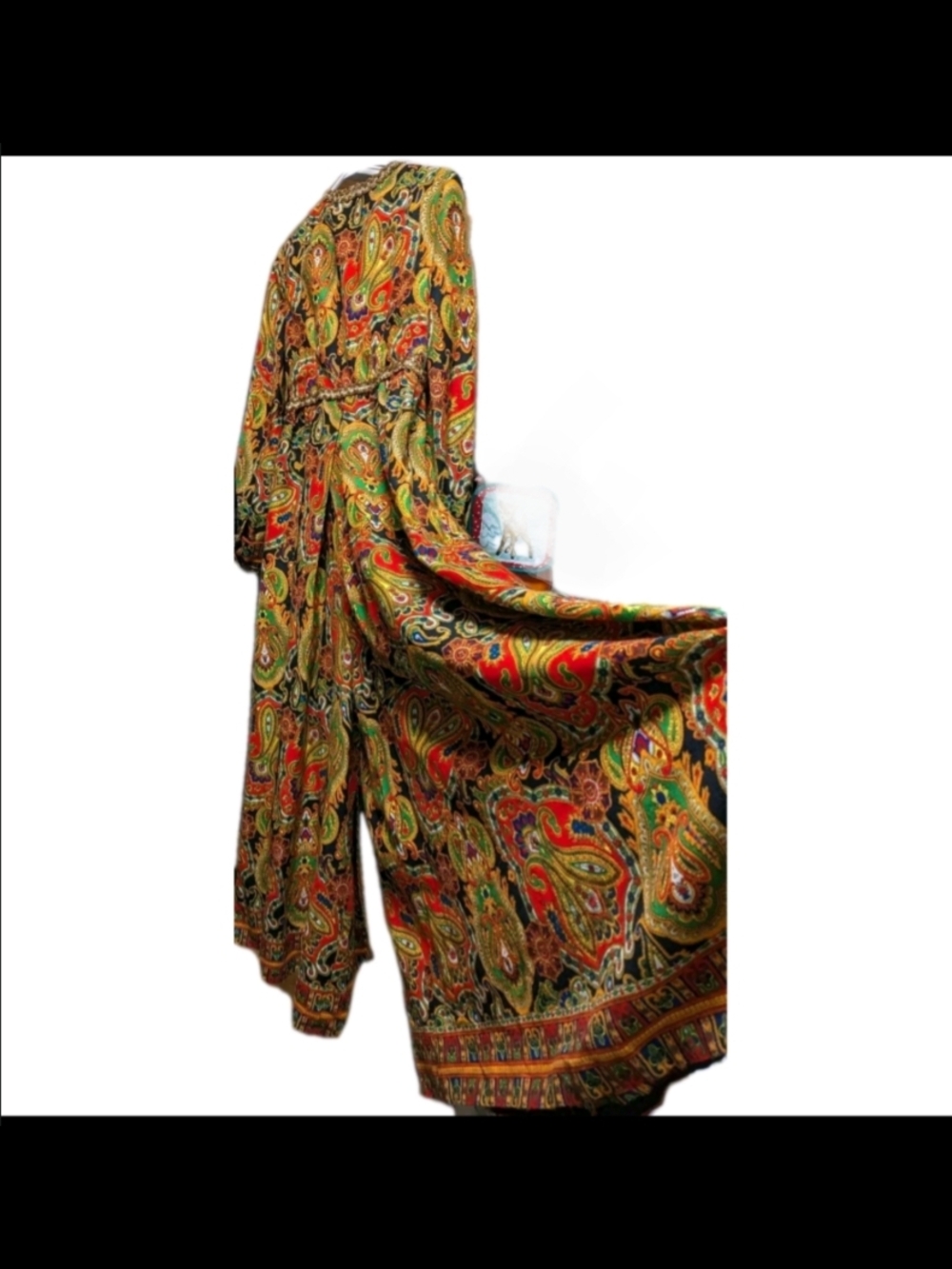 Women’s Paisley Boho Vintage Psychedelic Wide Leg Jumpsuit Maxi 1960s - Picture 3 of 7